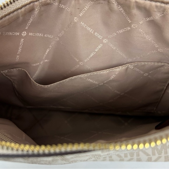 MICHAEL KORS Women’s Satchel Logo Purse Brown & Cream 14.5”x10” Braided Handle - Picture 8 of 14